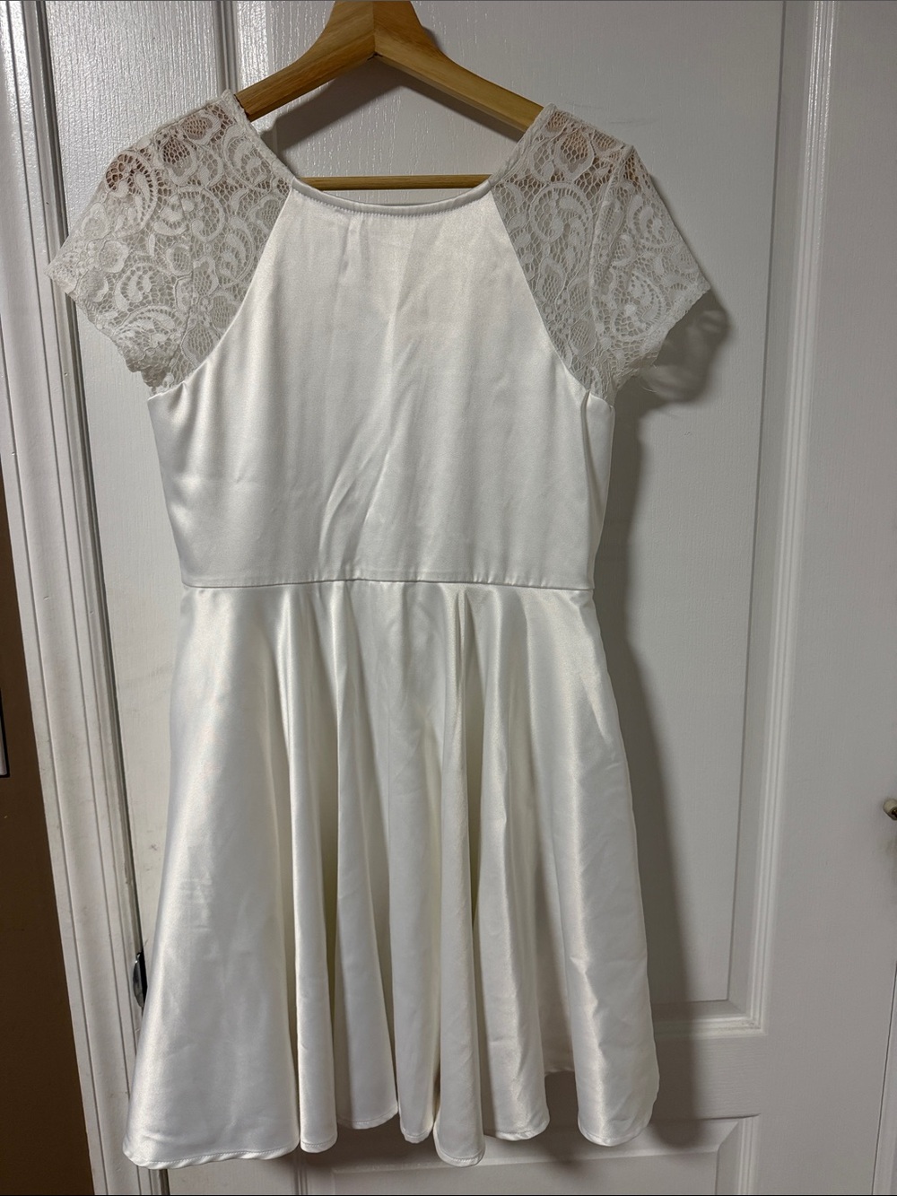 Calvin Klein White Lace Sleeve Skater Dress